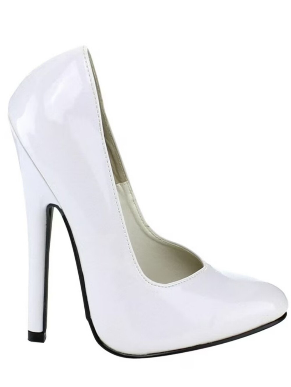 Ellie White Patent 6" Fetish Extreme High Heels Pumps, Sz 7